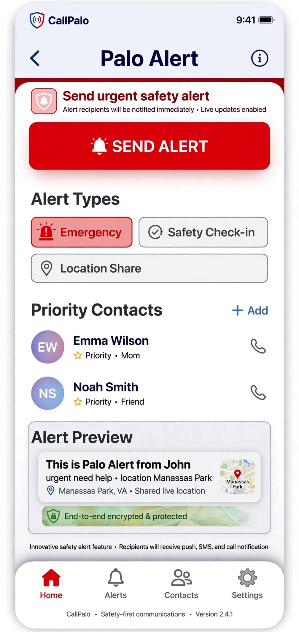 Palo Alert emergency screen
